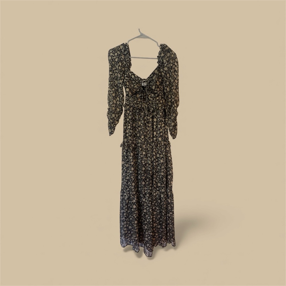 Astr Black Floral Long Sleeve Dress